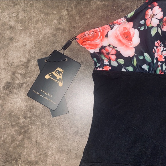 FINIZO Swimsuit High V Neck Plunge Mesh Ruched Monokini Bathing Suits Tummy - Picture 10 of 12